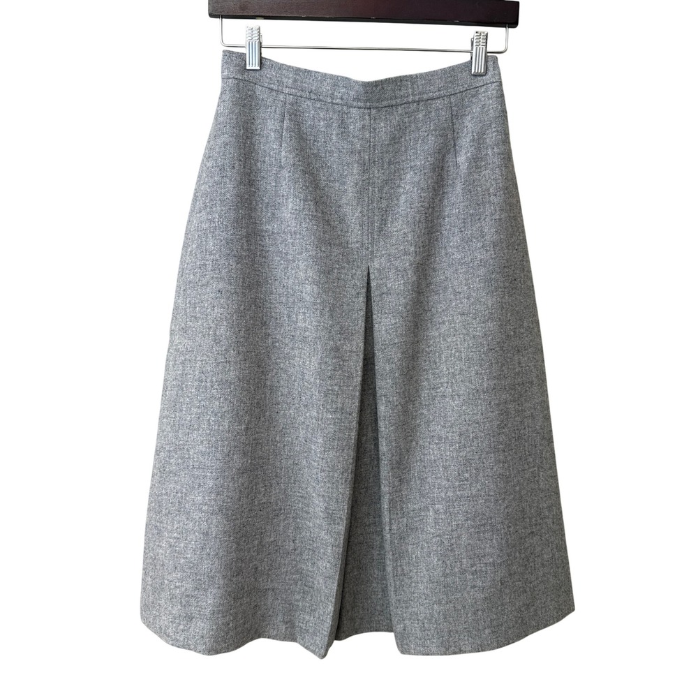 Vintage Country Suburbans Womens Pleated A-Line Midi Skirt Size 10 Grey 70s USA